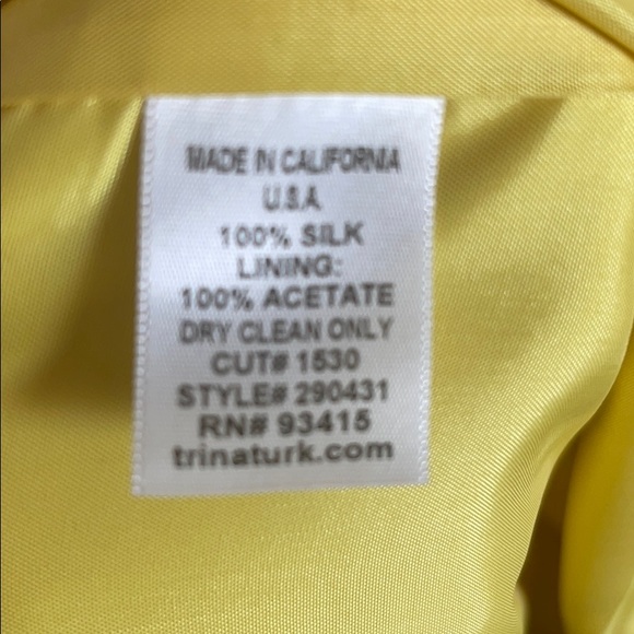 Trina Turk 100% silk peplum dress size 4 yellow - Picture 11 of 11